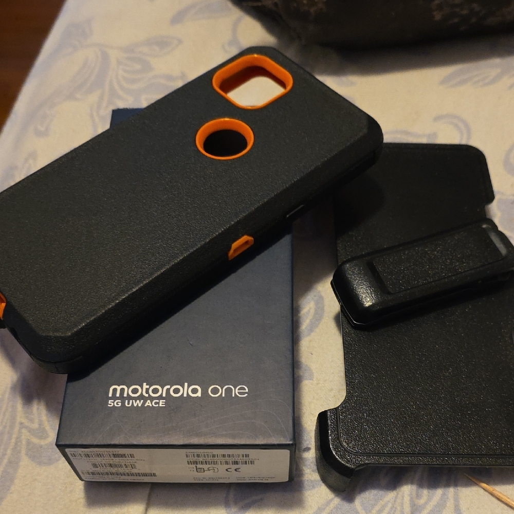 Motorola One 5G UW Ace Black and Orange Phone Case